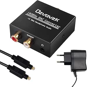 Ozvavzk 192KHz DAC Convertisseur Numérique vers Analogique Audio Adaptateur Digital SPDIF Optique Coaxial vers Analogique Stéréo Audio L/R RCA pour PS3 Xbox Home Cinéma