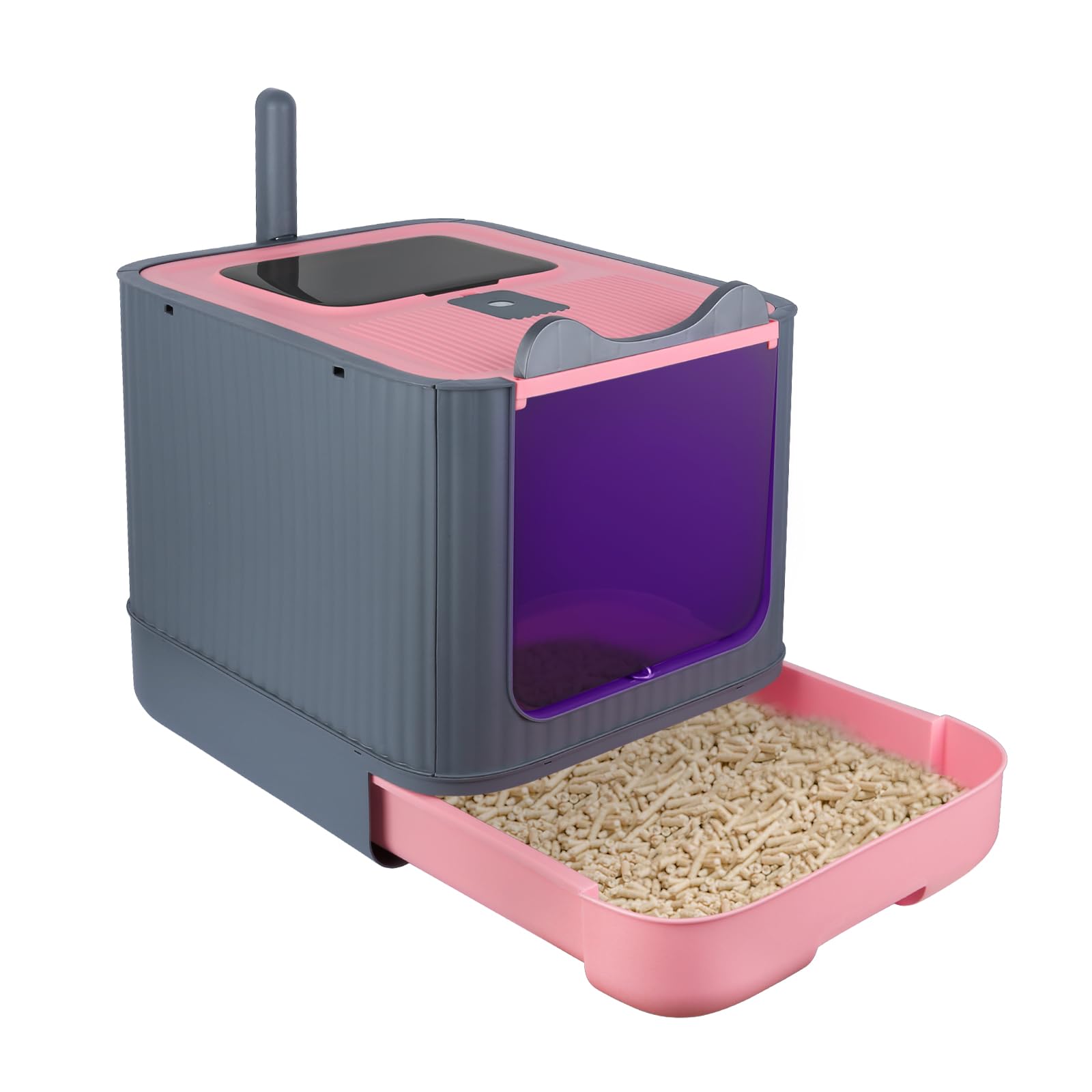 Bac à litière chat autonettoyante automatique rose de 44,5 cm avec rayons UV