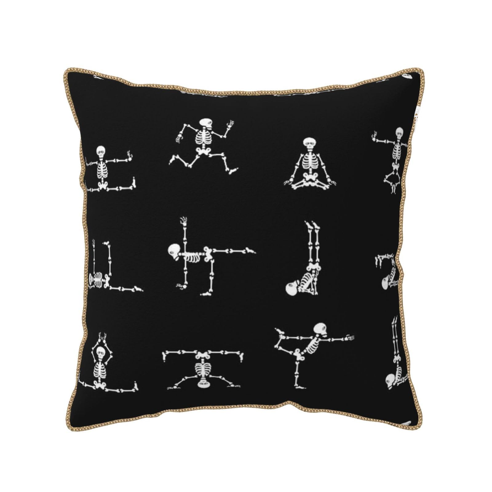 Housse coussin velours tête de mort yoga lavable et durable