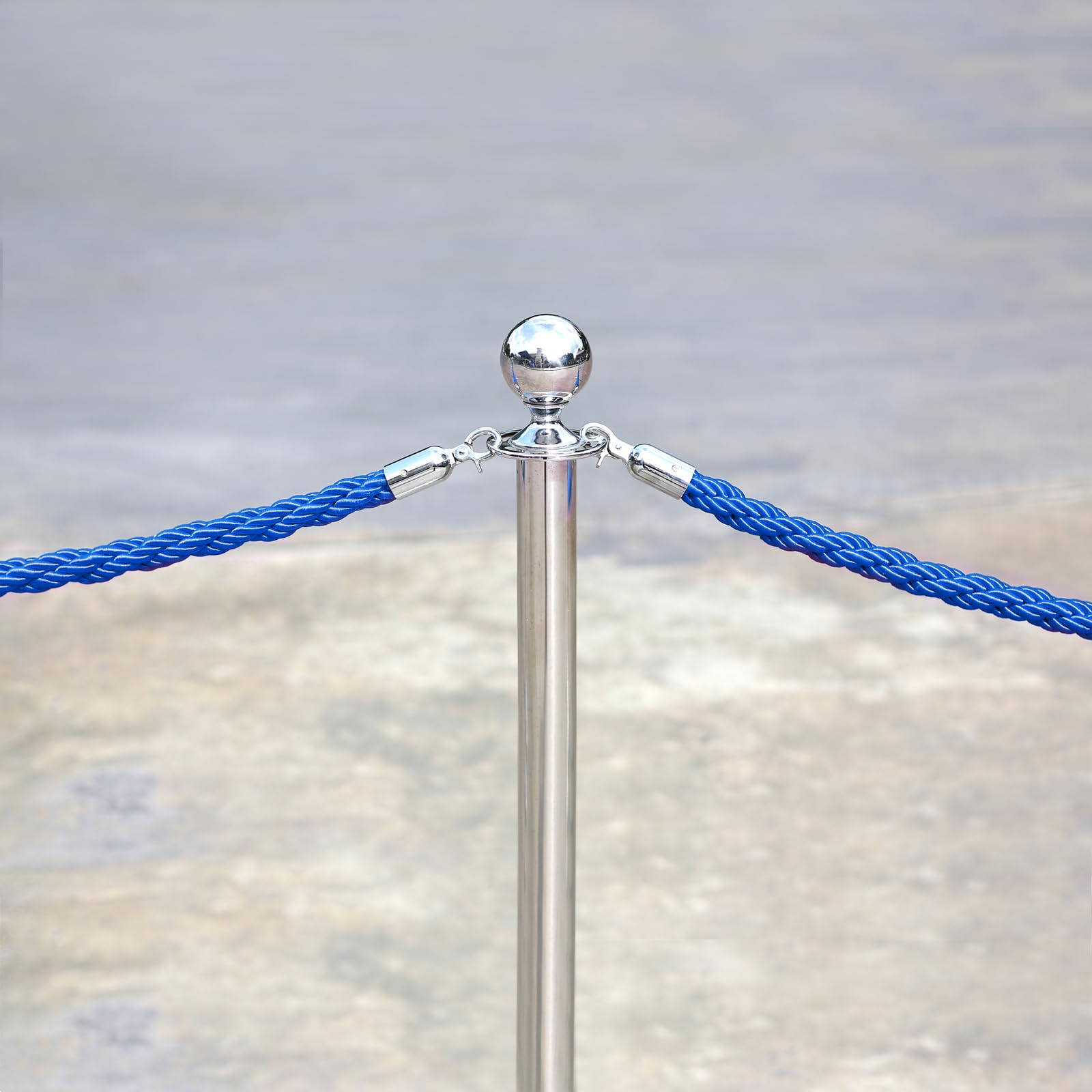 PATIKIL Stanchion Corda, 1,2m/3,9 Piedi Barriera Corda Corda di Sicurezza barriera per Pali Stand Coda Divisore Folla Controllo Hotel, Blu Argento