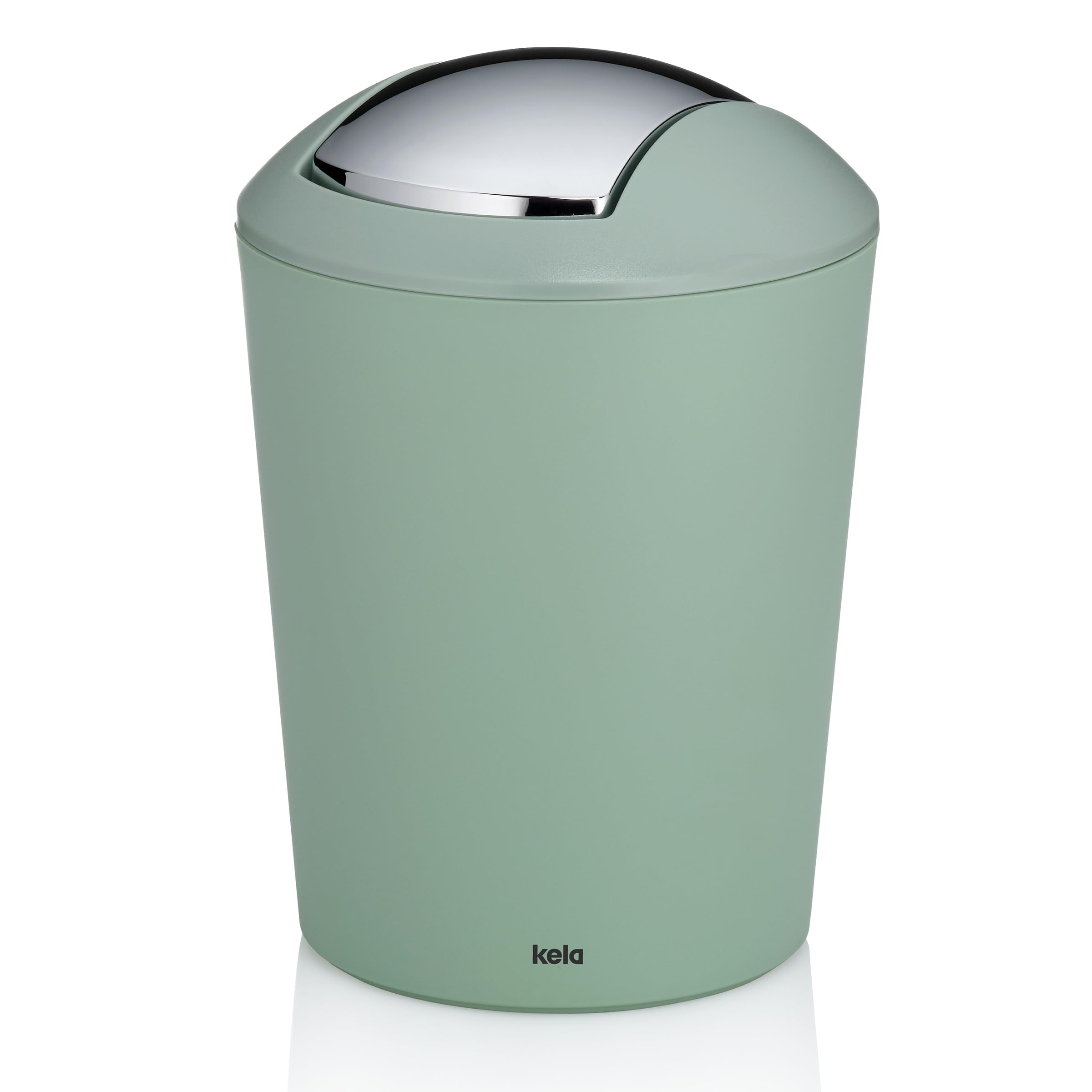 Kela Cosmetic Bin Green 1.7 Litres Small Bathroom Waste Bin with Swing Lid Plastic MARTA Small Waste Bin for Table Green Jade Matte