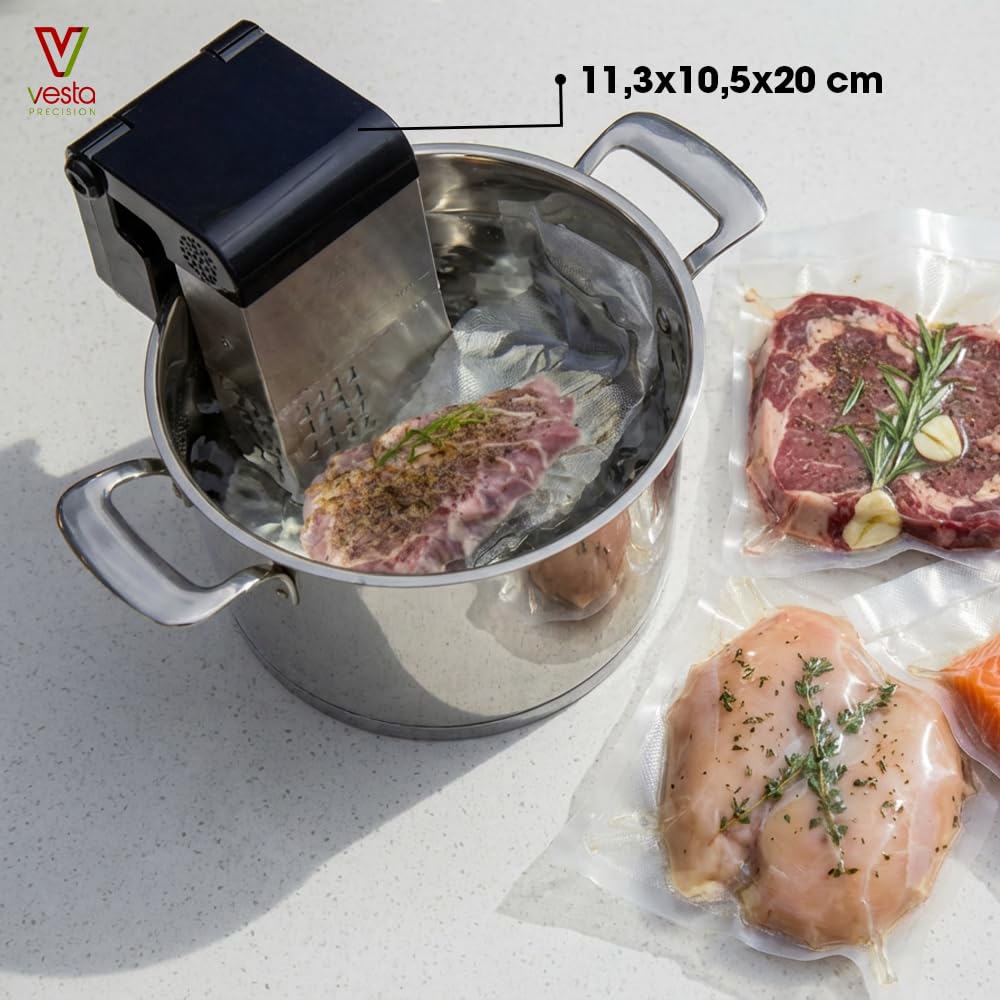 Vesta Precision Fornello a Bassa Temperatura Sous Vide Imersa Elite 1200W con APP di controllo Wi-Fi | Immersione impermeabile IPX7 | Capacità della Pompa 4,5 l/min | Colore nero