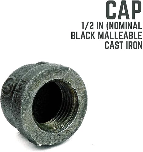 Vista 29 de PIPE DECOR - Codo de salida lateral de 1/2 pulgada, accesorios de hierro maleable negro para tuberías, pezones y accesorios estándar de 1/2 pulgada