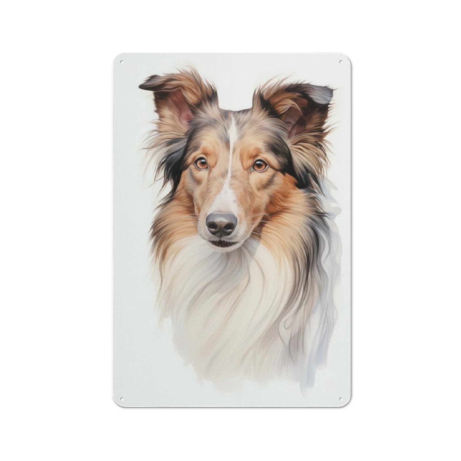 Junmoney Collie Portrait Rustic Tin Wall Plaque 30X20cm For Guest Room Or Hallway, For Garage, Workshop And Man Cave Decoration