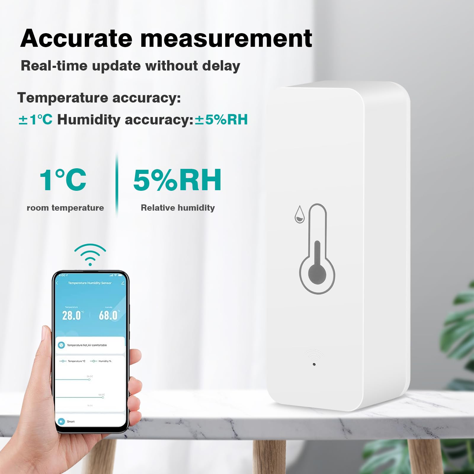 4 pezzi Termometro Wi-Fi Igrometro Tuya Smart Sensore di temperatura con APP Igrometro da interno Supporto Alexa.