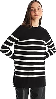 سترة بولوفر من إل سي وايكيكي برقبة كرو للنساء، تصميم عادي بأكمام طويلة، مصنوعة من مزيج الفيسكوز والبوليستر والنايلون