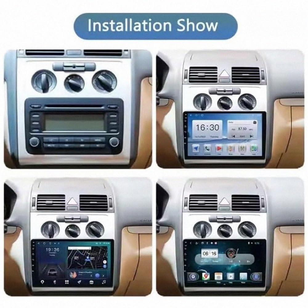 GPS Navi Navigationsgerät 2 Din für VW Touran 1 2003-2010 mit Bluetooth Fm Radio, Mirror Link, USB, Aux, Bluetooth Unterstützt Tpms Lenkradsteuerung, 4 Kern 2G+32G