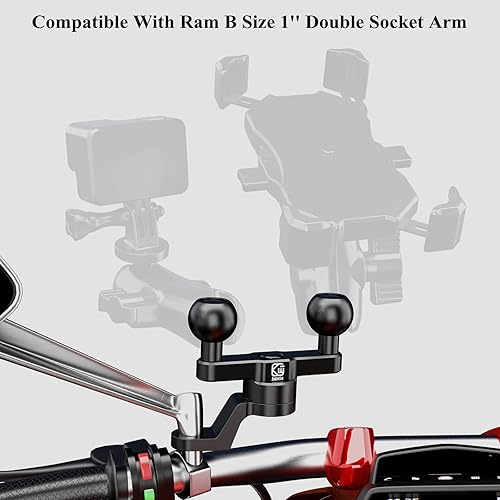 Miniatura 10 de BRCOVAN Base de montaje de abrazadera de manillar de aleación de aluminio con doble bola de TPU de 1 pulgada para rieles redondos de diámetro 0.5