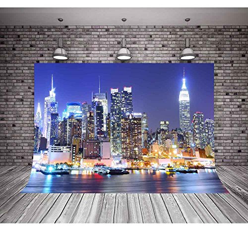 Fondo Vinilo 10x7ft Escena Noche Manhattan NYC miniatura 5