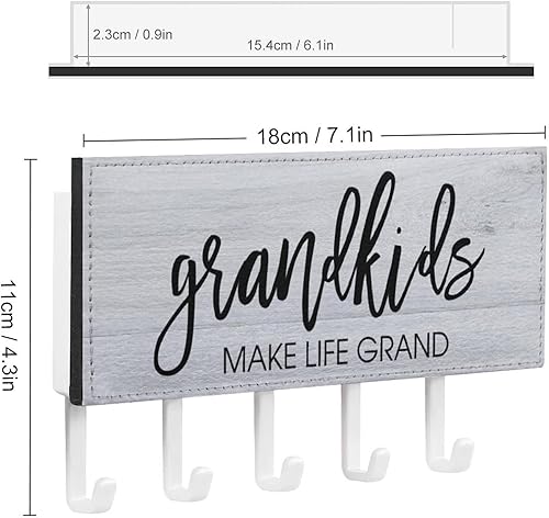 Miniatura 2 de Grandkids Make Life Grand - Soporte para llaves de montaje en pared, familiar, amor, autoadhesivo, organizador para llaves, decorativo, clásico,