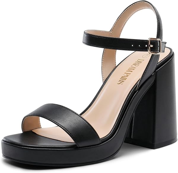 Heels for Women Block Chunky Platform High Heels Open Toe Fashion Wedd...