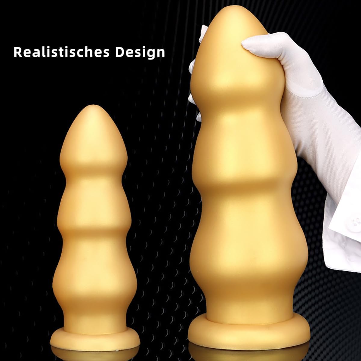 Gienocy Gold Silicone XX Huge Dildo Analdildo with Thick Anal Beads Butt Plug Dildos Vaginal Prostate Massage Stimulation Sex Toys with Strong Suction Cup for Female Male Gay Advanced Player (L): S