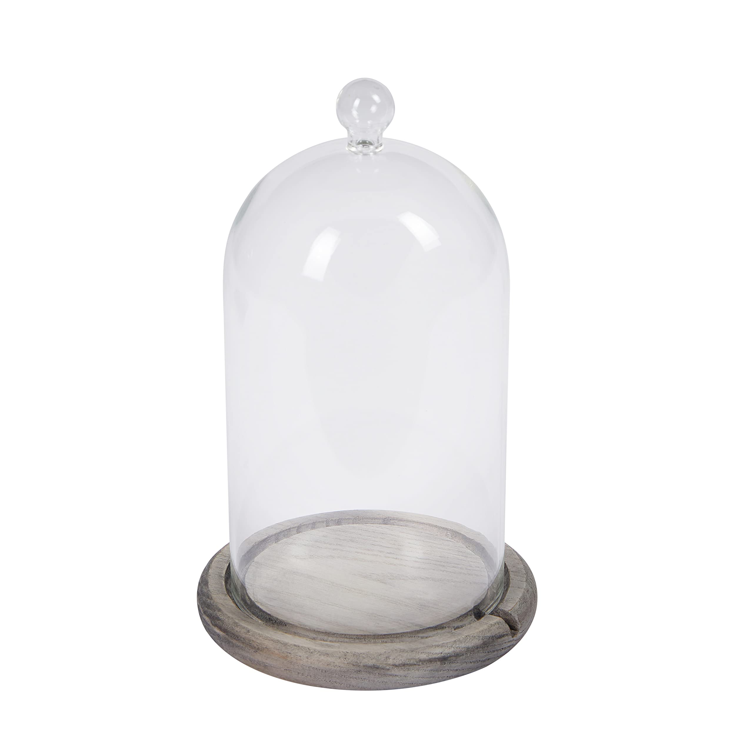 Lights4fun Glass Cloche Dome with Grey Bamboo Tray, 20.5cm Bell Jar for Stylish Home Décor - Image 2