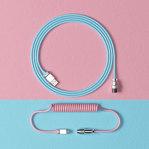 Yunzii Keynovo V2 Coiled Keyboard Cable With Aviator Usb Cable For Type-C Mechanical Gaming Keyboard (Sakura) #TOP1