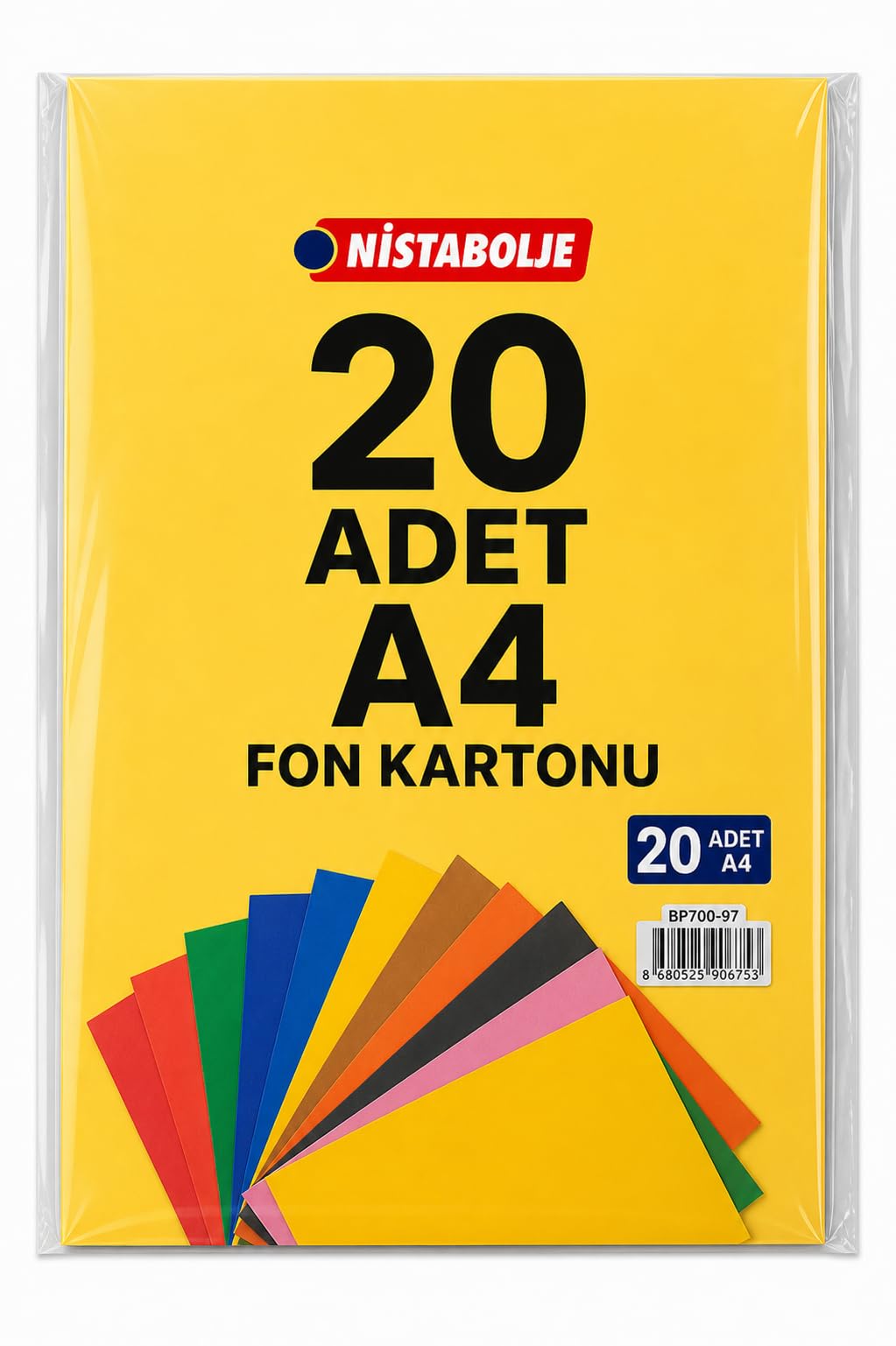 Nistabolje 20 Adet A4 Renkli Fon Kartonu 23 X 34 Cm 10 Renk