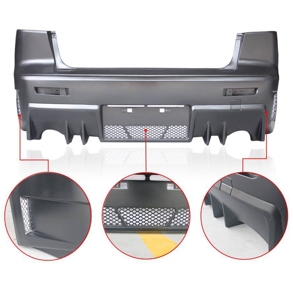 IKON MOTORSPORTS, Rear Bumper Cover Conversion Compatible With 2008-2015 Mitsubishi Lancer (Not Fit Evolution Models), Black FQ FQ440 Style Polypropylene PP