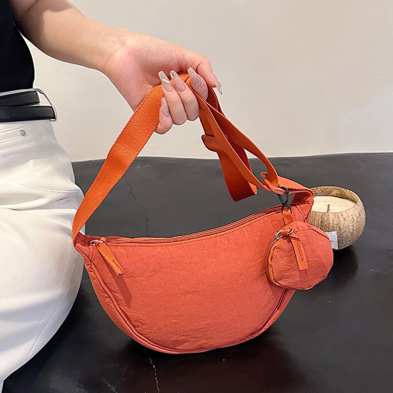 Image of Nylon Crescent Crossbody Bag for Women Purses Trendy Men,Small Travel Sling Bag Hobo