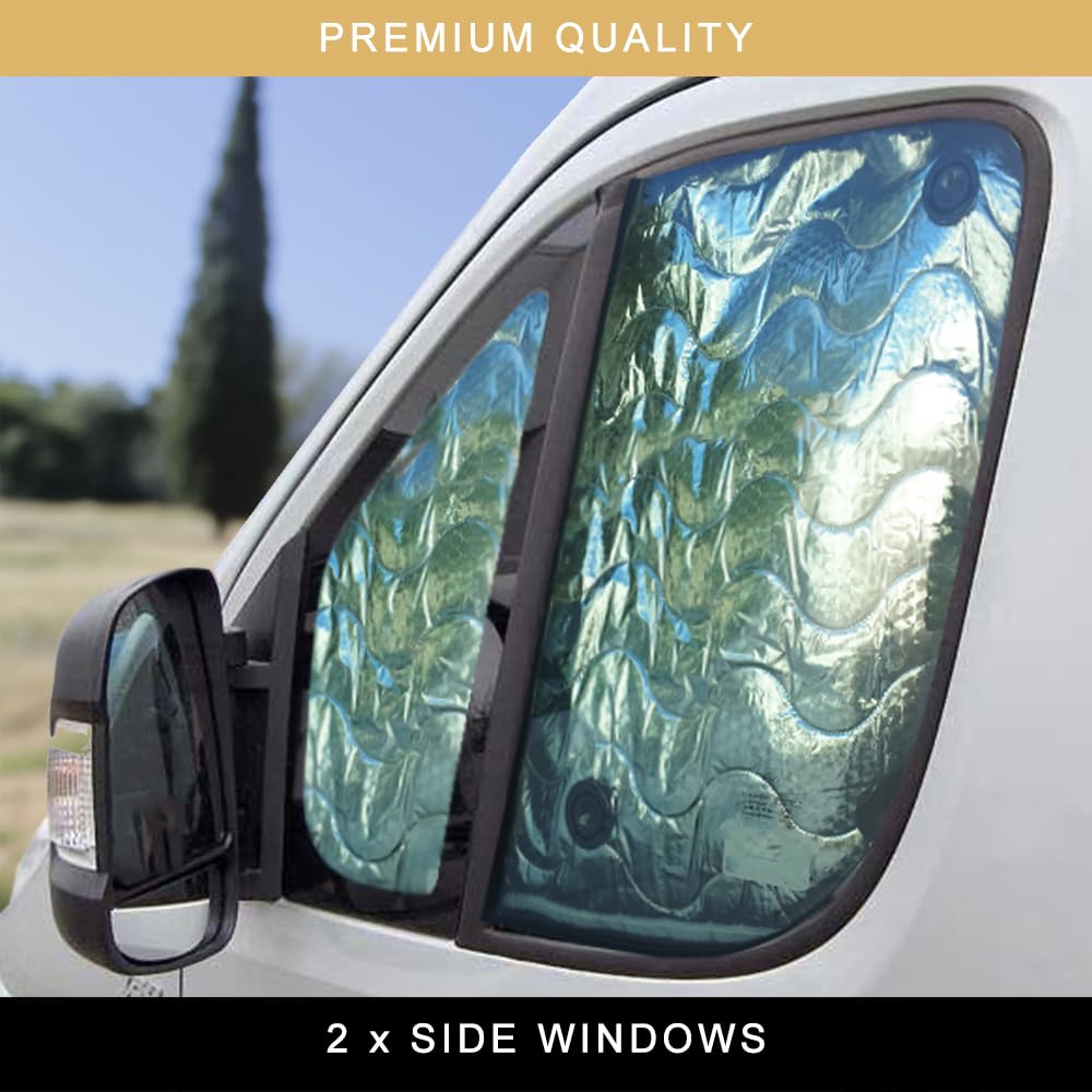 Store Thermique Universel pour Camping-Car, camionnette, Pare-Brise et 2 fenêtres latérales, Protection Contre Les UV, Protection Thermique pour l'hiver