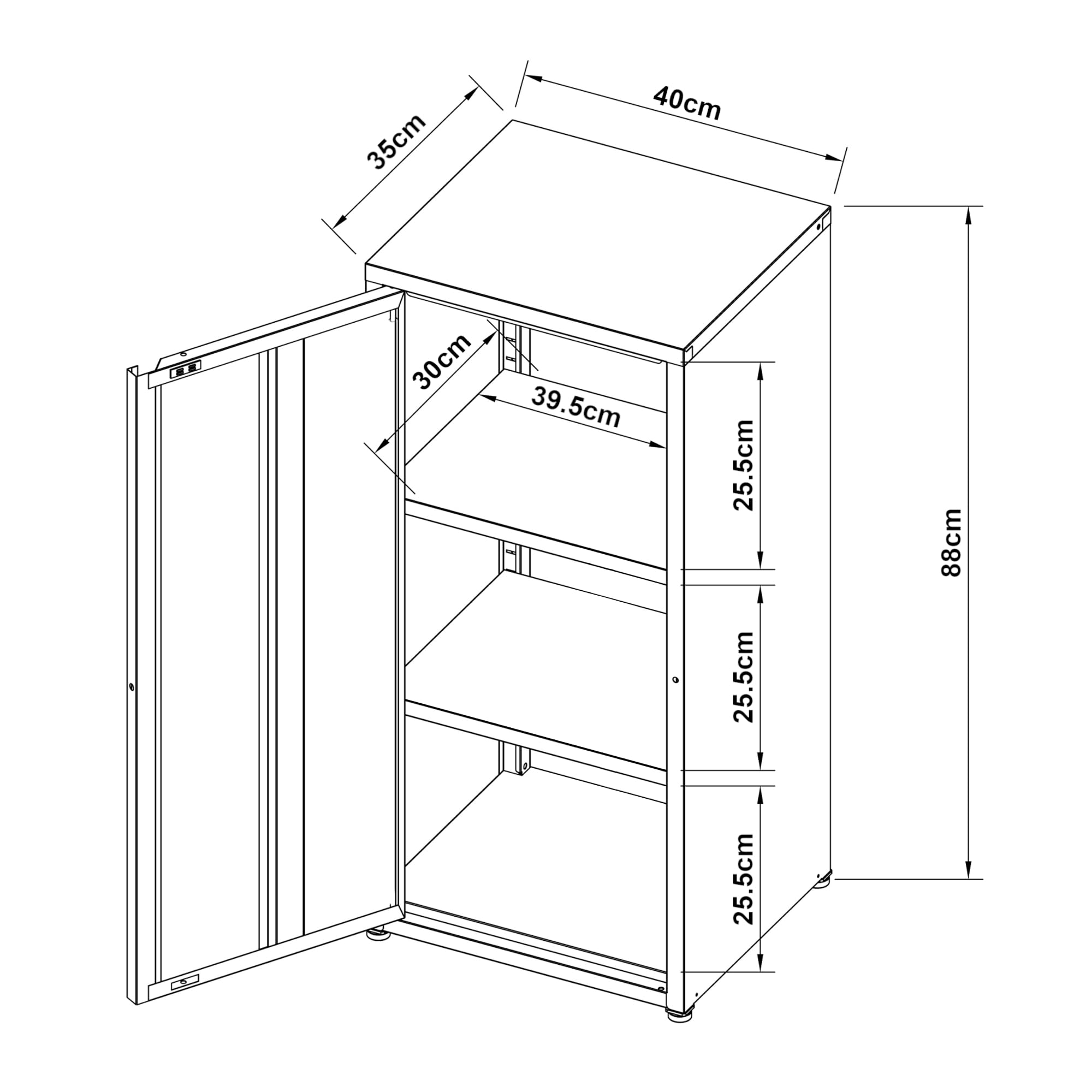 [en.casa] Armoire Métallique Meuble de Classement avec 1 Porte et 2 Étagères à Hauteur Réglable Classeur Rangement au Style Industriel pour Bureau Chambre Télétravail Acier 88 x 40 x 35 cm Violet