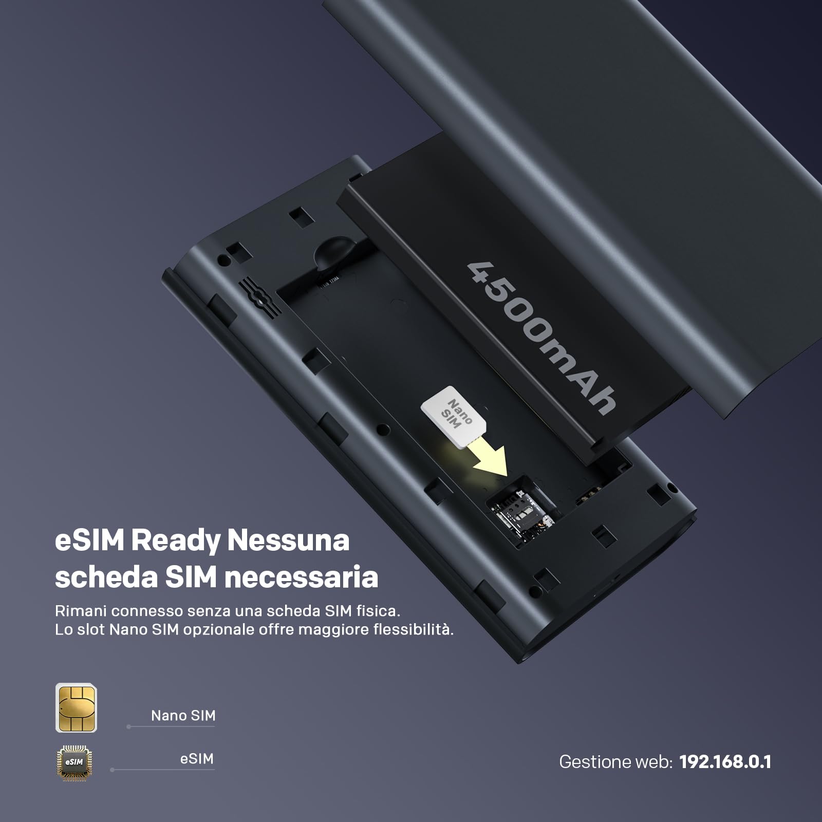 STRONG Saponetta WiFi Portatile 5G con WiFi 6 AX1800, Hotspot Wi-Fi Tascabile con eSIM e 5GB di Dati, fino a 3,4Gbps di Velocità di Download 5G, Batteria da 4500mAh, Porta USB-C, Funzione Power Bank