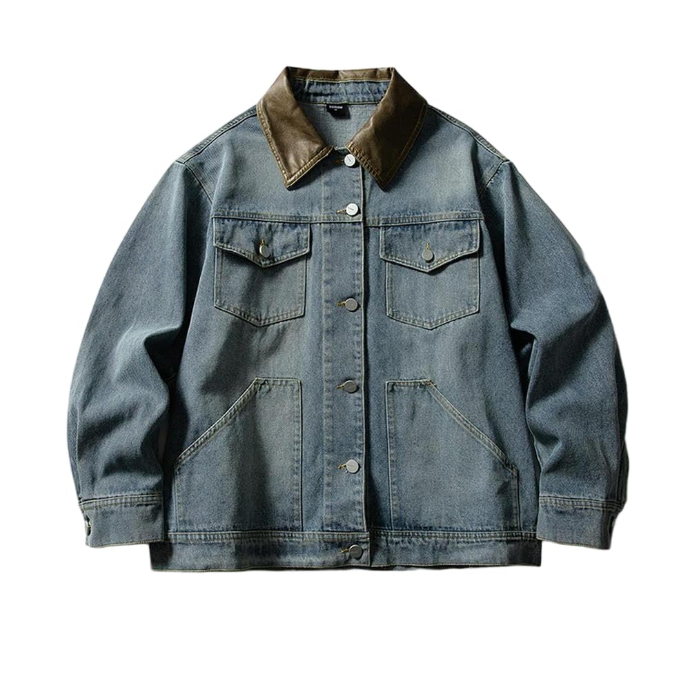 NYSDM Jesień Proste Solidne Old School Pocket Męskie Kurtki Dżinsowe Unisex Kobiety Jean Płaszcze Casual Retro Vintage Trendy Varsity