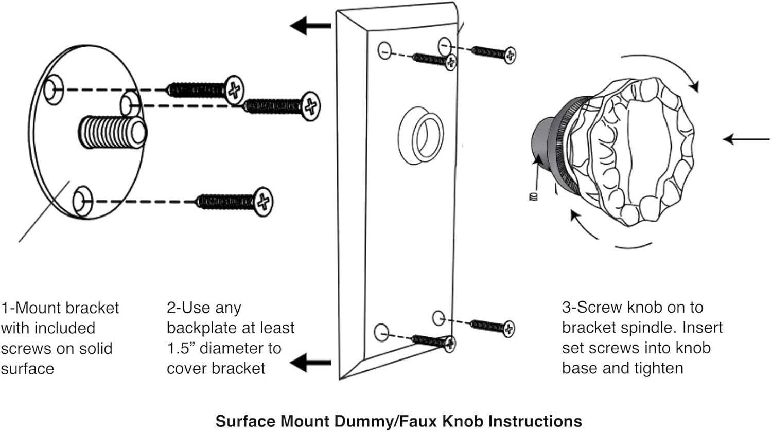 Fluted Glass French Door Knob Set-Non-truning Dummy Mount (Polished Brass/Gold)