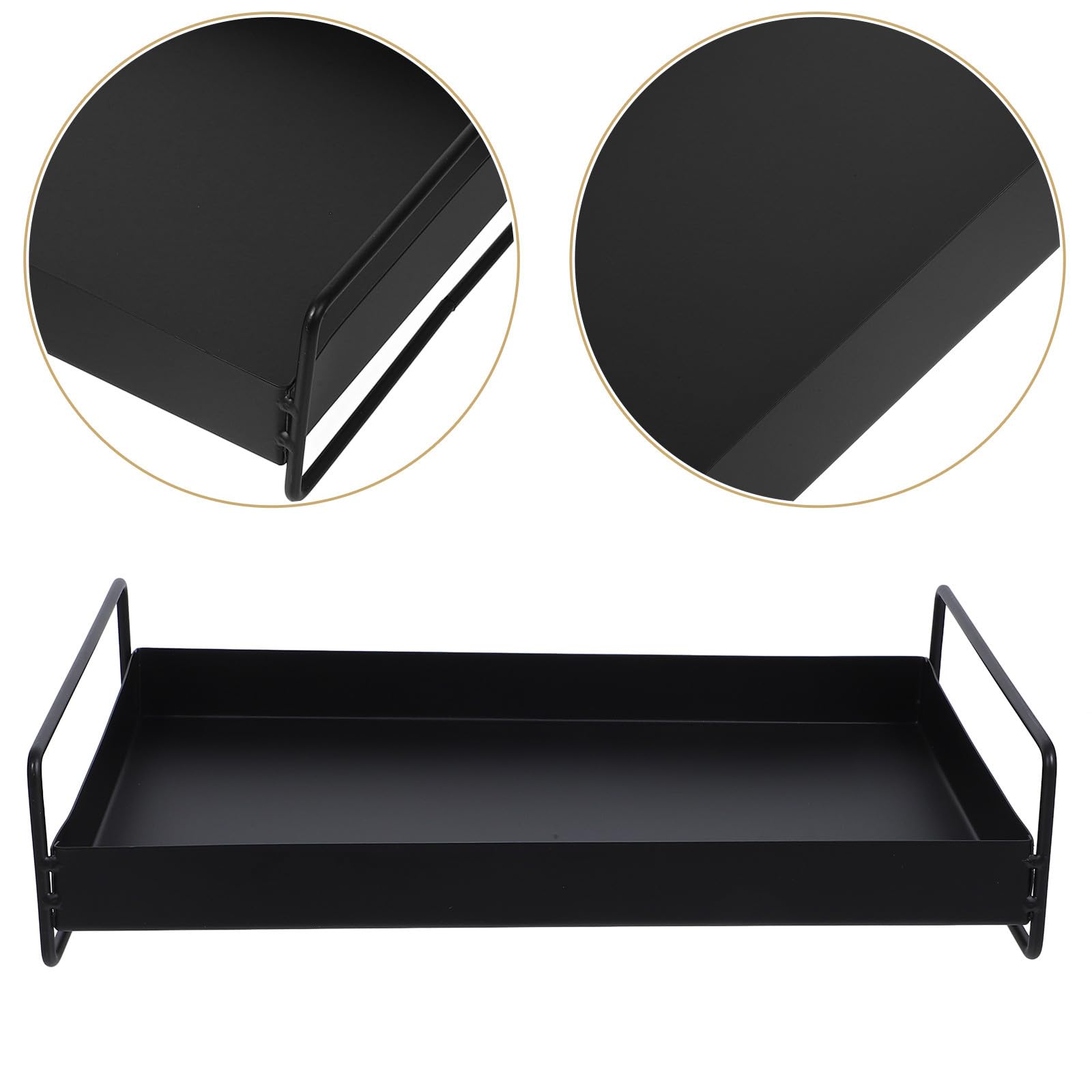 Mipcase Bandeja Metálica Rectangular para Servir con Asas Bandeja para Fruta y Aperitivos Plato Decorativo Negro para Mesa de Centro y Joyero 1 Unidad