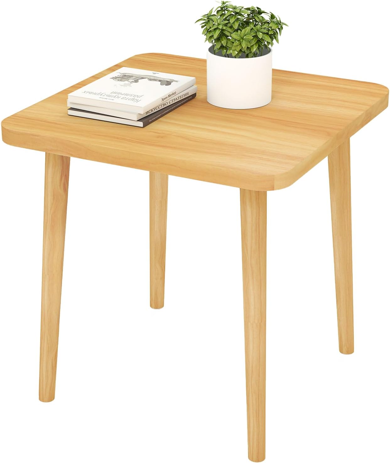 Funecy Square End Table Low Table with 4 Solid Wood Sturdy Legs,Floor Table Desk for Sitting on The Floor,20"(L) x 20"(W) x 20"(H),Living Room/Toy Room Furniture,Rental House Furniture(Natural)