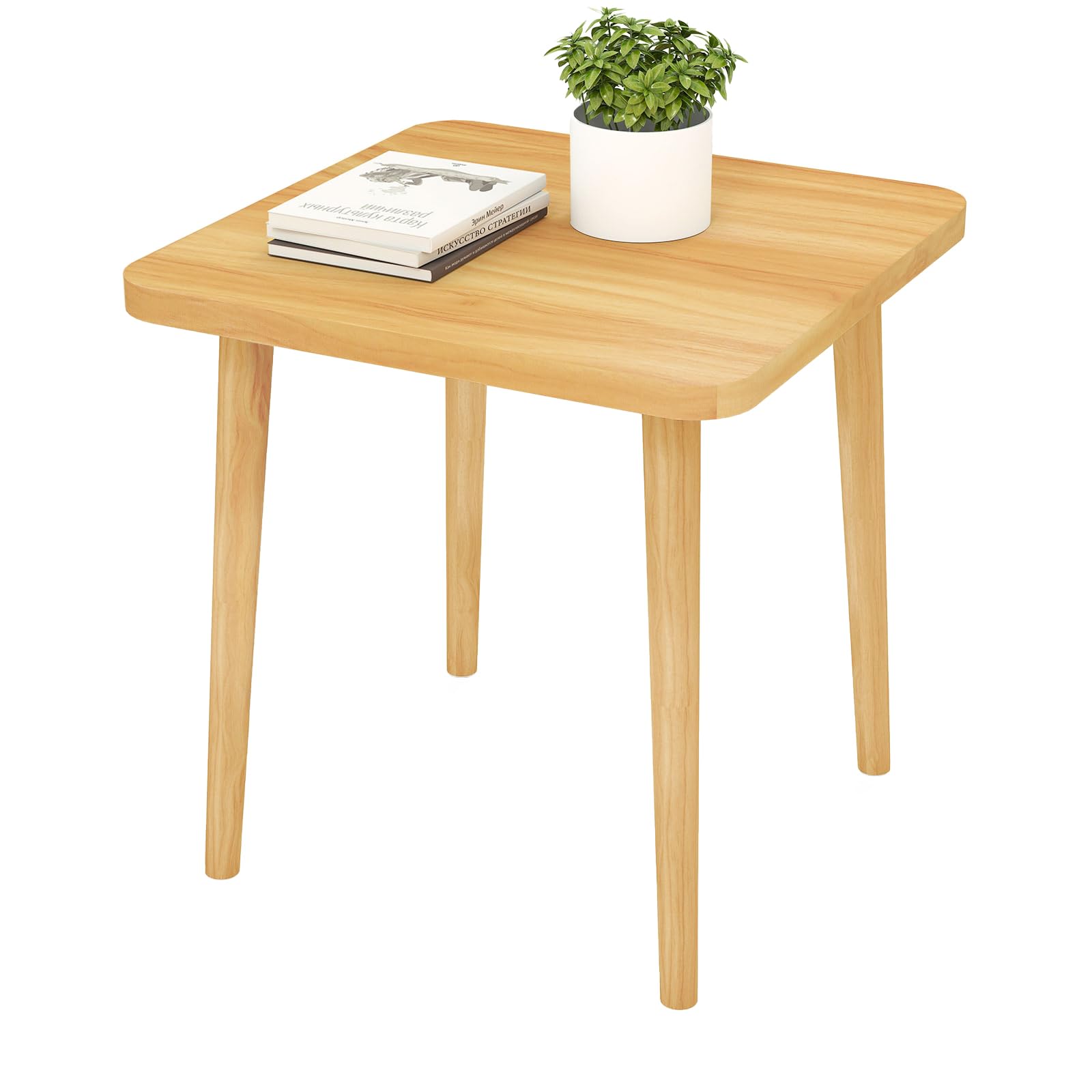 Funecy Square End Table Low Table with 4 Solid Wood Sturdy Legs,Floor Table Desk for Sitting on The Floor,20"(L) x 20"(W) x 20"(H),Living Room/Toy