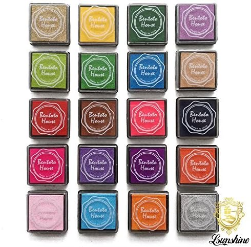 Lsunshine Craft Ink Pad Stamps Partner Diy Color,20 Colors Rainbow Finger Ink pad Rubber Finger Printing Stamp, Paper, Wood Fabric (pack of 20) by Lsushine