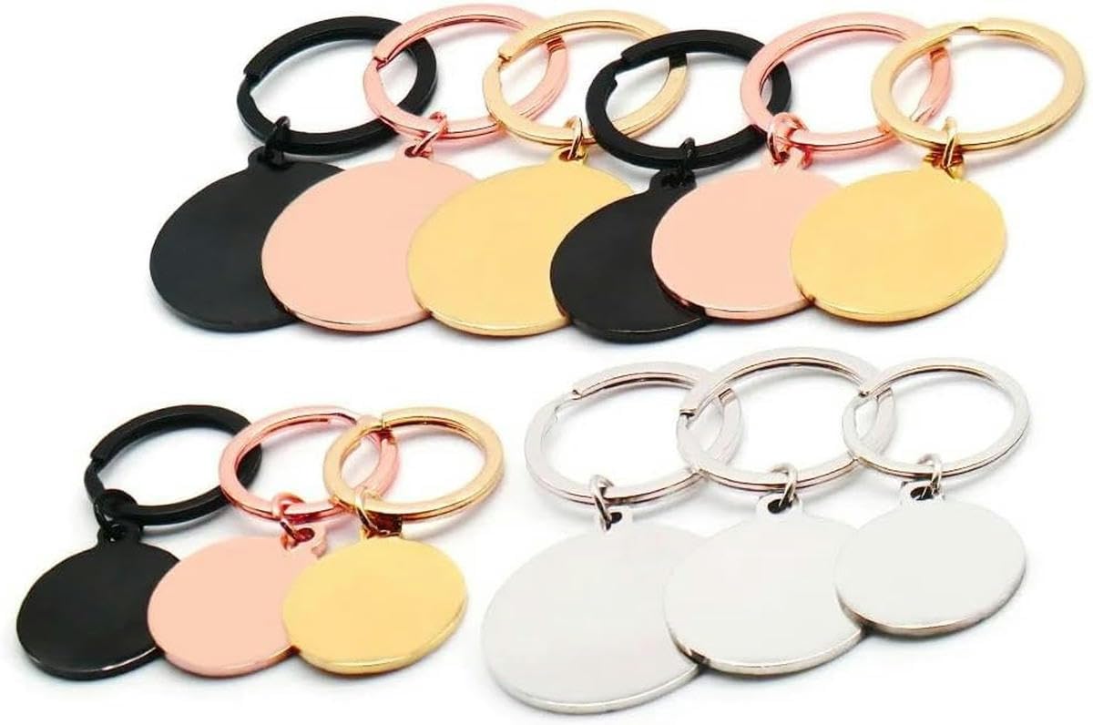 50 piezas de placa de identificación para mascotas de acero inoxidable en albo, redonda, para gatos y perros, con grabado personalizado, para identificación de mascotas, color oro rosa, 25 mm