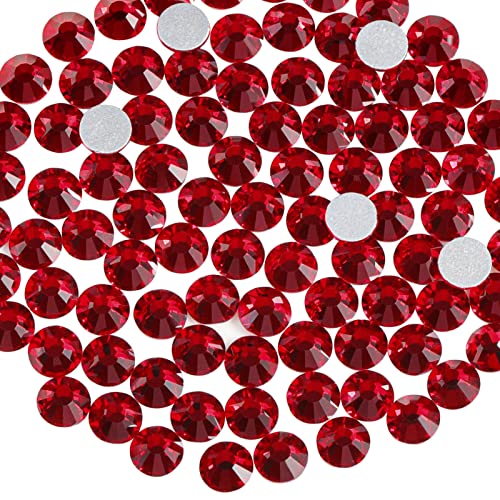 Image of Beadsland Flat Back Crystal Rhinestones, Dark Siam, SS16, 2880pcs | Flatback Glass Gems, 3.8-4.0mm, for Nail Art Craft, Glue Fix,Dark Red
