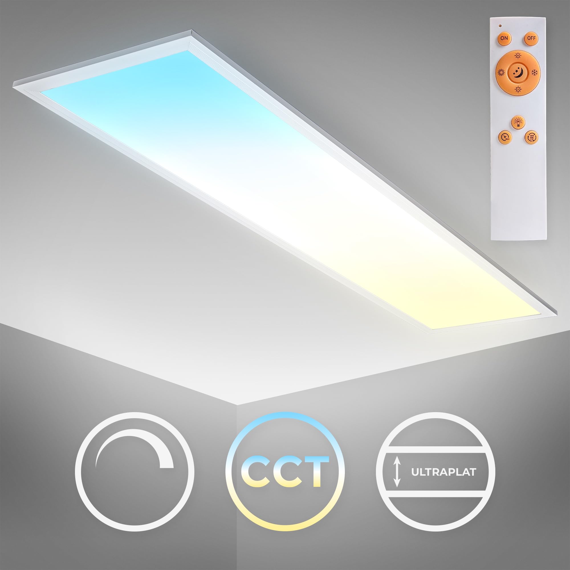 B.K.Licht LED Panel I plafon led techo de 24W I CCT Temperatura de color controlable I Regulable I Mando a distancia I 100 х 25cm I Lámpara de techo I Temporizador I Luz nocturna I Función de memoria