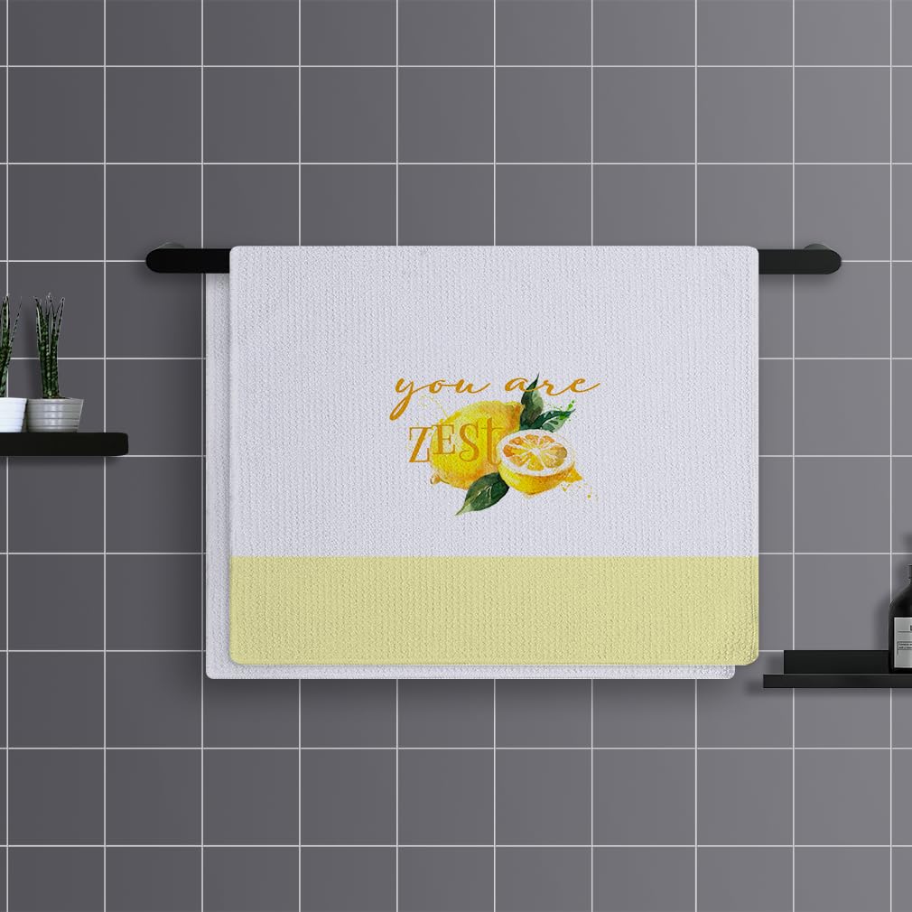 Trapos Cocina Hoja Amarilla De Limón Paños de Cocina Suaves y Absorbentes Paños Cocina Reutilizables Trapos de Cocina para Secar Toallas Lavable Toallas de Barra Juego de 4 (40x60cm)