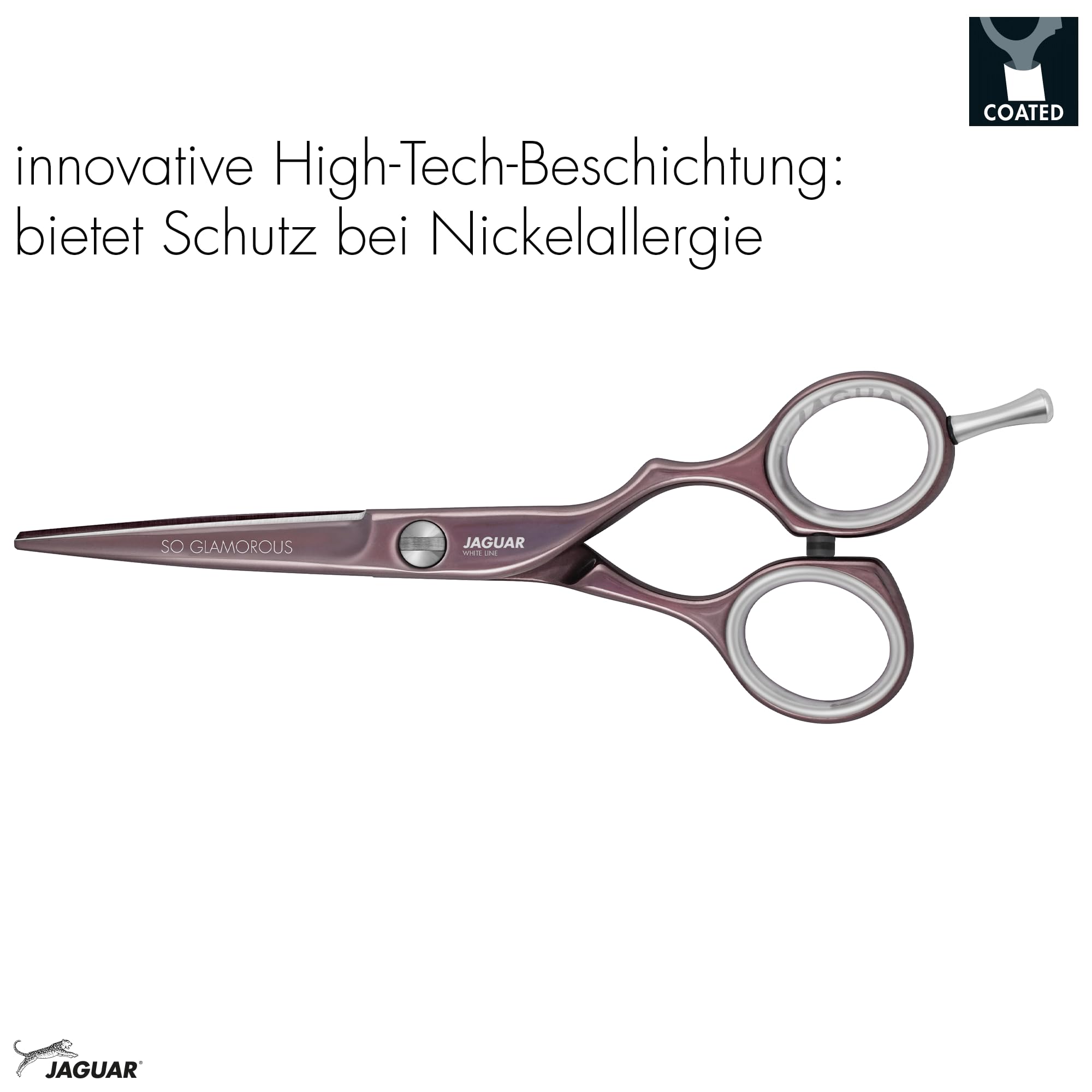 JAGUAR Nożyczki do włosów SO GLAMOROUS Offset 5,5" | Nożyczki fryzjerskie w stylu offsetowym | Antyalergiczna, innowacyjna powłoka High-Tech | Made in Germany