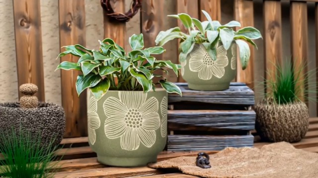 Amazon.com: YBX 8 Inch + 6 Inch White Flower Pattern Plant Pots