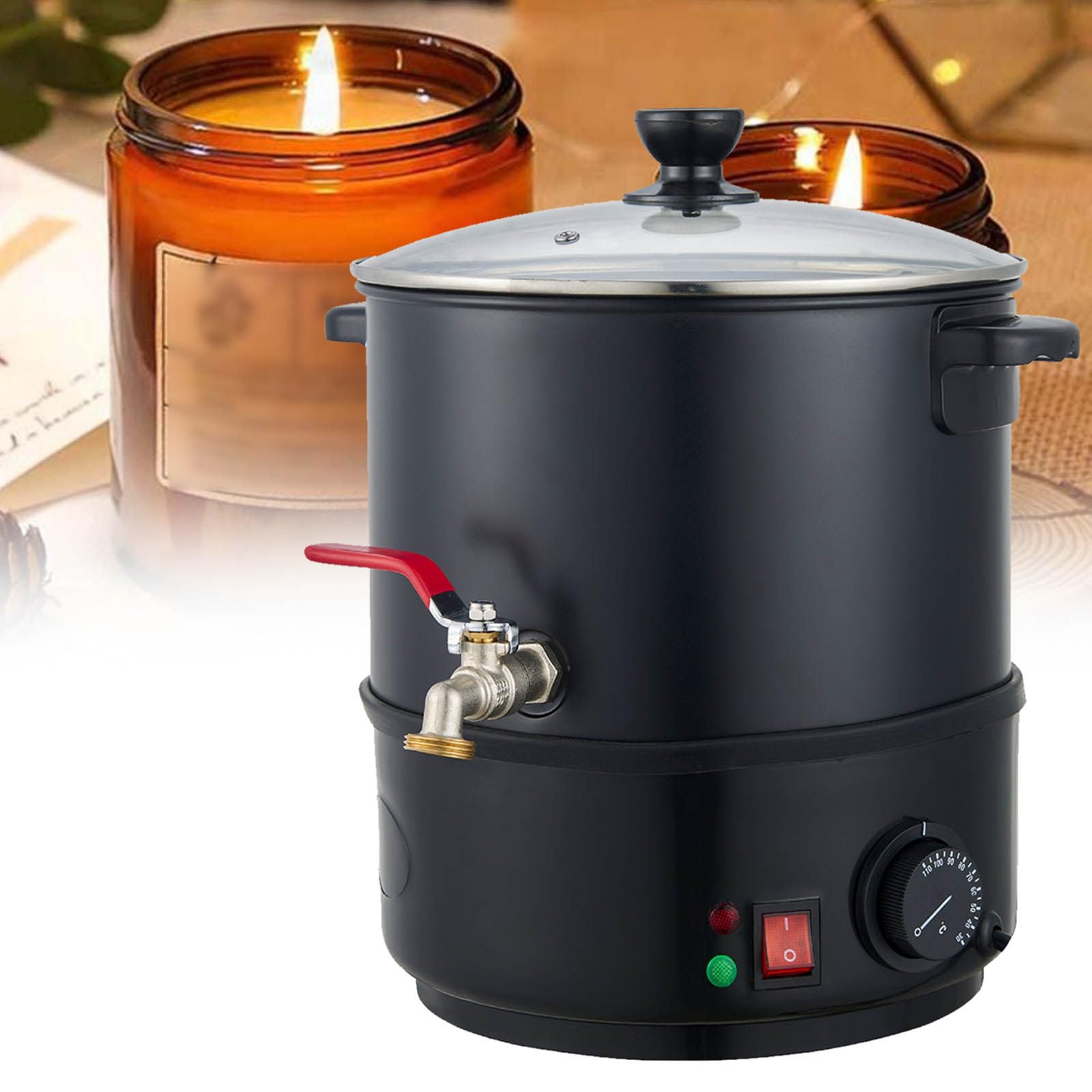 Fusor De Cera Para FabricacióN De Velas, Crisol De Cera EléCtrico De 10~12 L Con Boquilla De LatóN Para Base De JabóN De Cera De Soja, Suministros Para FabricacióN De Velas,10L