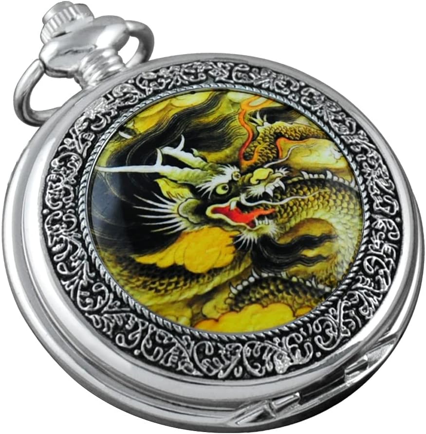 VIGOROSOVIGOROSO Quartz Beautiful Peony Bird Enamel Painting Steampunk Silver Pocket Watches in Box