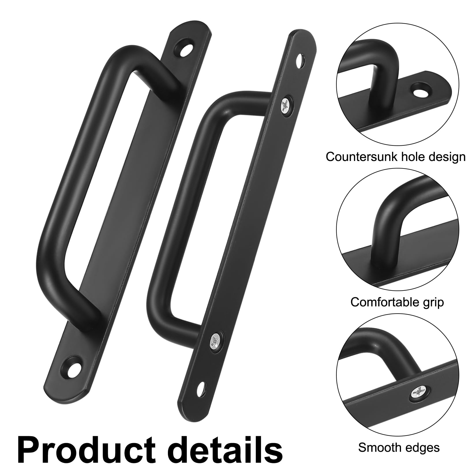 2 Pezzi Maniglia Porta Scorrevole,Maniglie per Porte Scorrevoli per Porta per Cassetti Porte Armadietto Armadio Garage Esterno Interne（192MM nero）