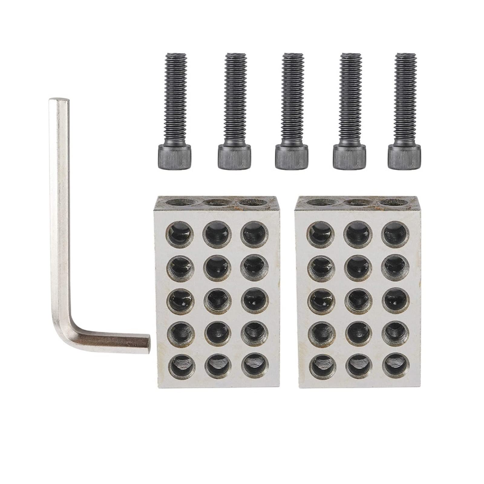 CVFRDD Gauge Block Set 2pcs Hardened Steel 1-2-3" 25-50-75mm Blocks 0.0001& Precision Matched Machinist 123 Milling Tool 23 Holes block gauge(1-2-3 INCH-WRENCH)