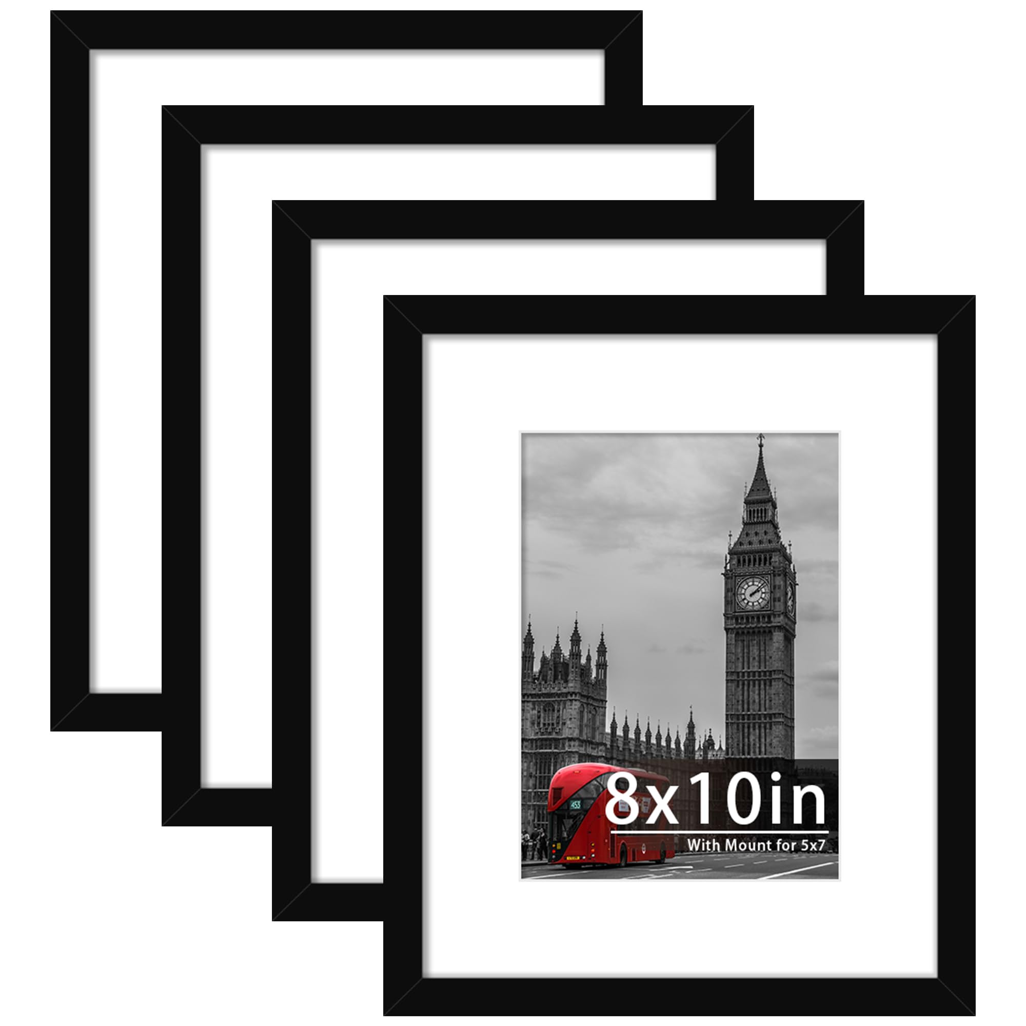 Tinkeps 4 Pack A4 Black Picture Frame, Engineered Wood and Plexiglass, A4 Frame with Mount for A5 Prints, Photos, and Posters, Tabletop and Wall Mountable — view 14