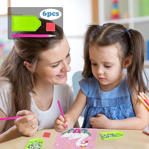 Miniatura 2 de Labeol Kit de arte de diamante 5D de 6 piezas para niños, kit de pintura de cristal, fácil pintura, arte para el hogar, taladro completo 5D (Dreamy)