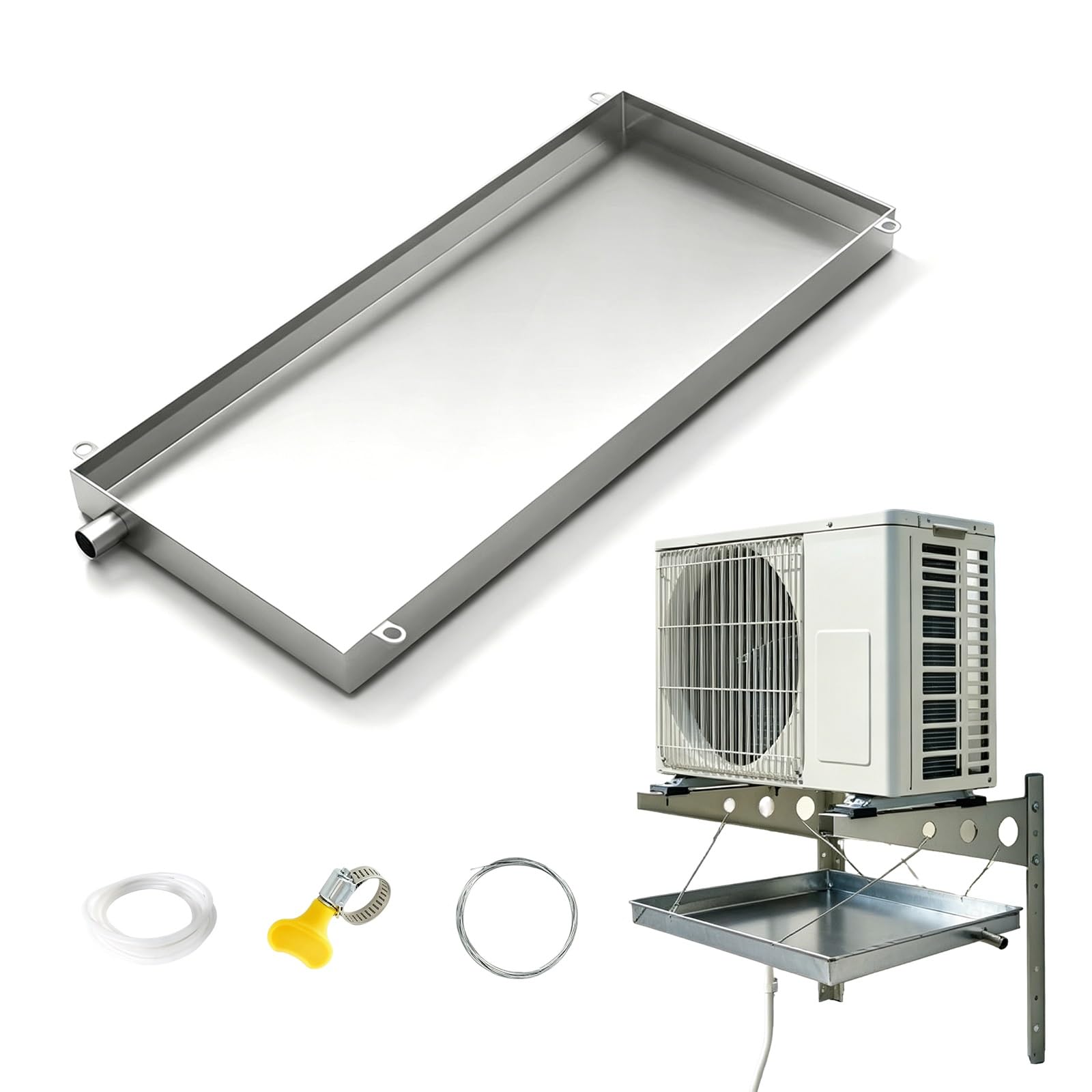 HBOOMOEM Stainless Steel Window Ac Drip Pan, Gutter Drain Pan for Air Conditioner, Easy to Install, Sturdy, and Durable; Suitable for Protecting Floors and Walls.(3P 92 * 42cm/36.2 * 16.5in)