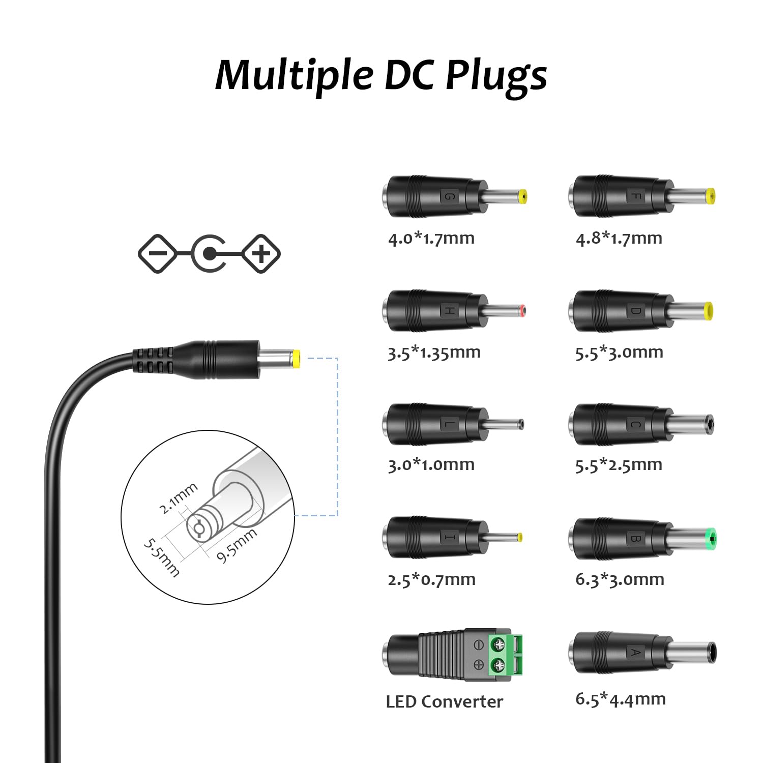 Zasilacz sieciowy 12 V 1 A, Zolt uniwersalny zasilacz AC DC zasilacz sieciowy z 9 wtyczkami DC do 12 V 0,3 A 0,5 A 0,8 A elektronika jak paski LED światło CCTV kamera router