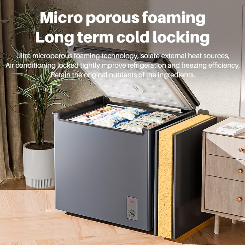 Generic 2.0 Cu. Ft. Chest Freezer, Top Door, Metal, Freestanding with Removable Basket, for Home Kitchen Office (BLACK, 2.0Cu.ft)