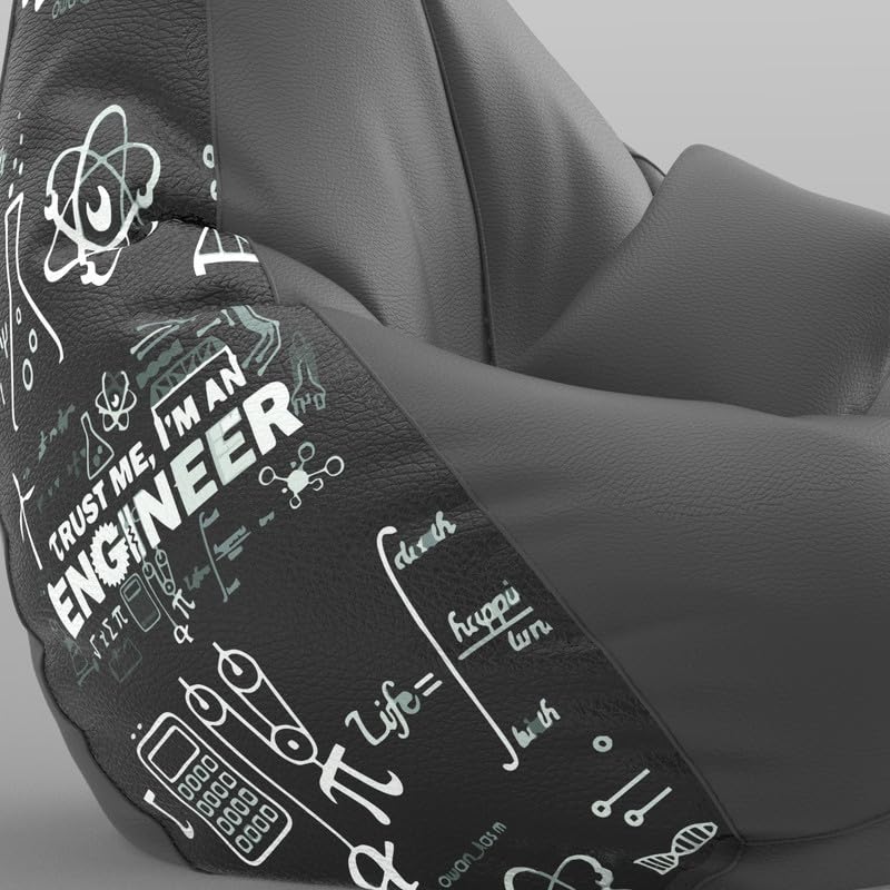 Image of Biggie Bean Bag with Beans Filled 4XL VibeBoost Premium Bean Bag with Free Cushion and Footrest - Official : Engineering Zen Combo (Matching Color : Regular, Trust Me I'm an Engineer-Grey)