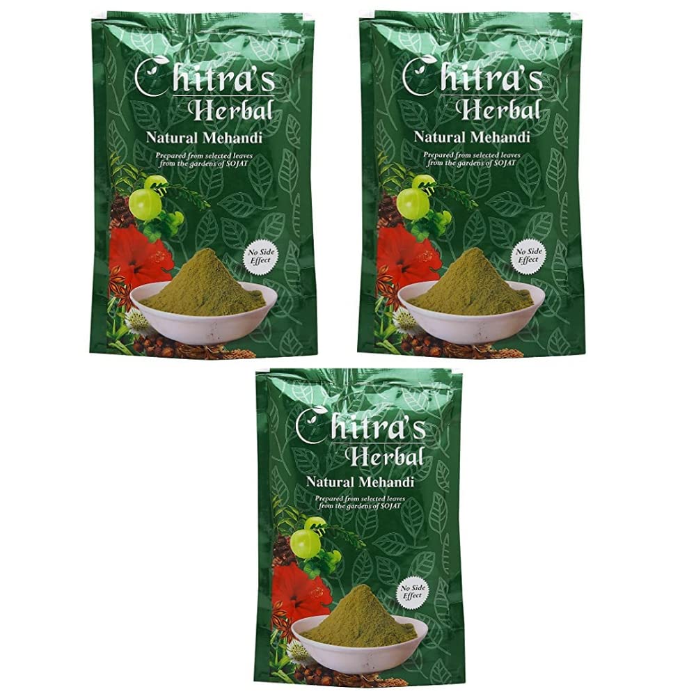 Chitra's Herbal Natural Mehndi, 100% Pure Henna Powder for Hair Color and Growth - 150 Gram Each (Pack of 3)-image-26