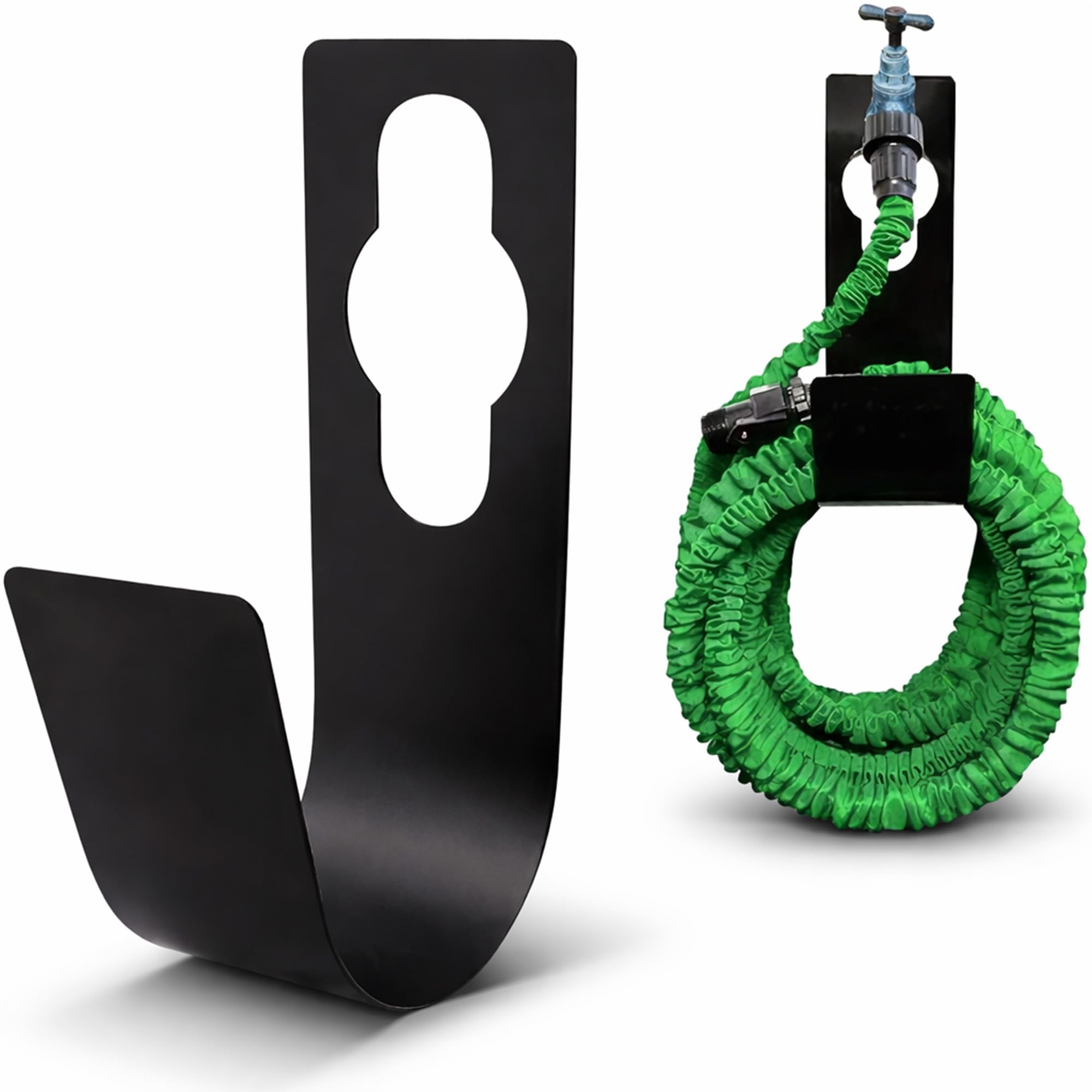 Navoys Expanding Hose Holder – Durable Iron, Space-Saving & Weather-Resistant Storage for 25' - 100' (7.5m - 30m) Hose Pipes, Hanger Tap Bracket