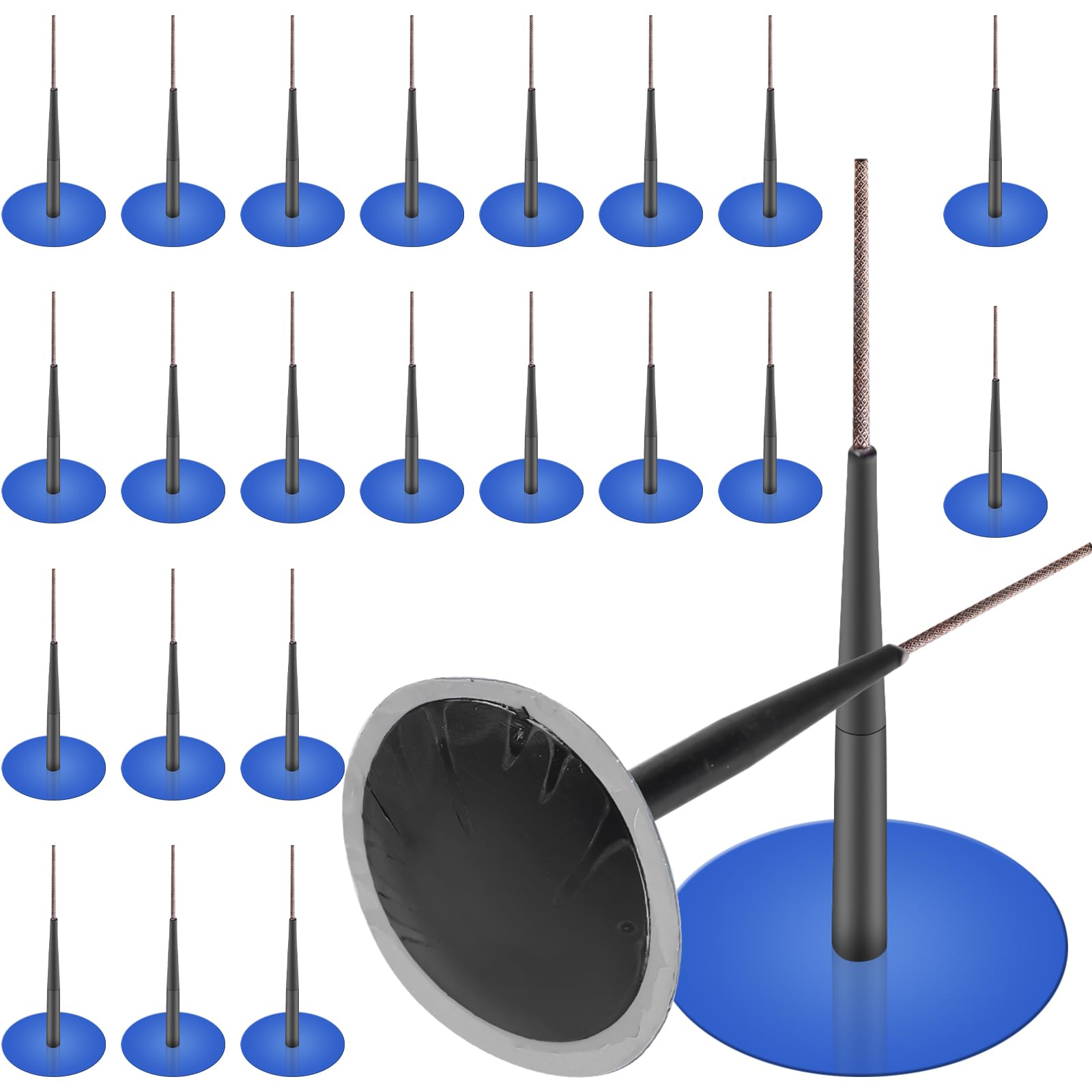 Kit de 24 Hongos para Reparación de Neumáticos 6mm: Hongo Universal Tubeless de Goma, Parches Robustos y Duraderos, Apto para Auto/Moto/Bicicleta/Camión (Azul)