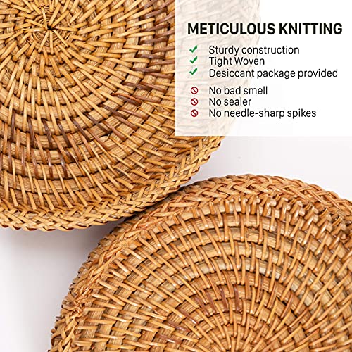 Small Key Bowl For Entryway Table Wicker Decorative Bowls Keys Holder Basket Handmade Woven Display Wall Baskets Rattan Fruit Candy Wallet Storage Organizing Kitchen Countertop (Xs: 7.3" Set 1) #TOP6